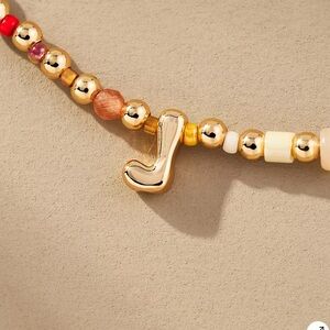 Anthropologie Beaded Bubble Letter Lowercase Monogram Necklace (“J”)